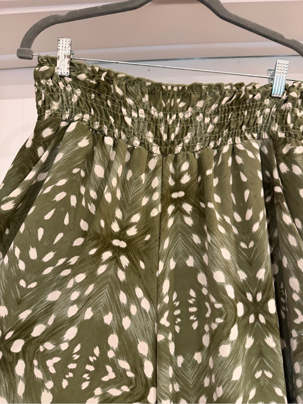 Wide Leg Olive Green Deer Print Pants - Picture 3 of 5